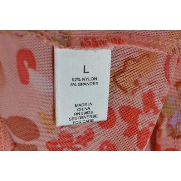 LOGO Layers Lori Goldstein Women's Large Pink Printed Sheer Ruffled Hem Tunic - Picture 5 of 12